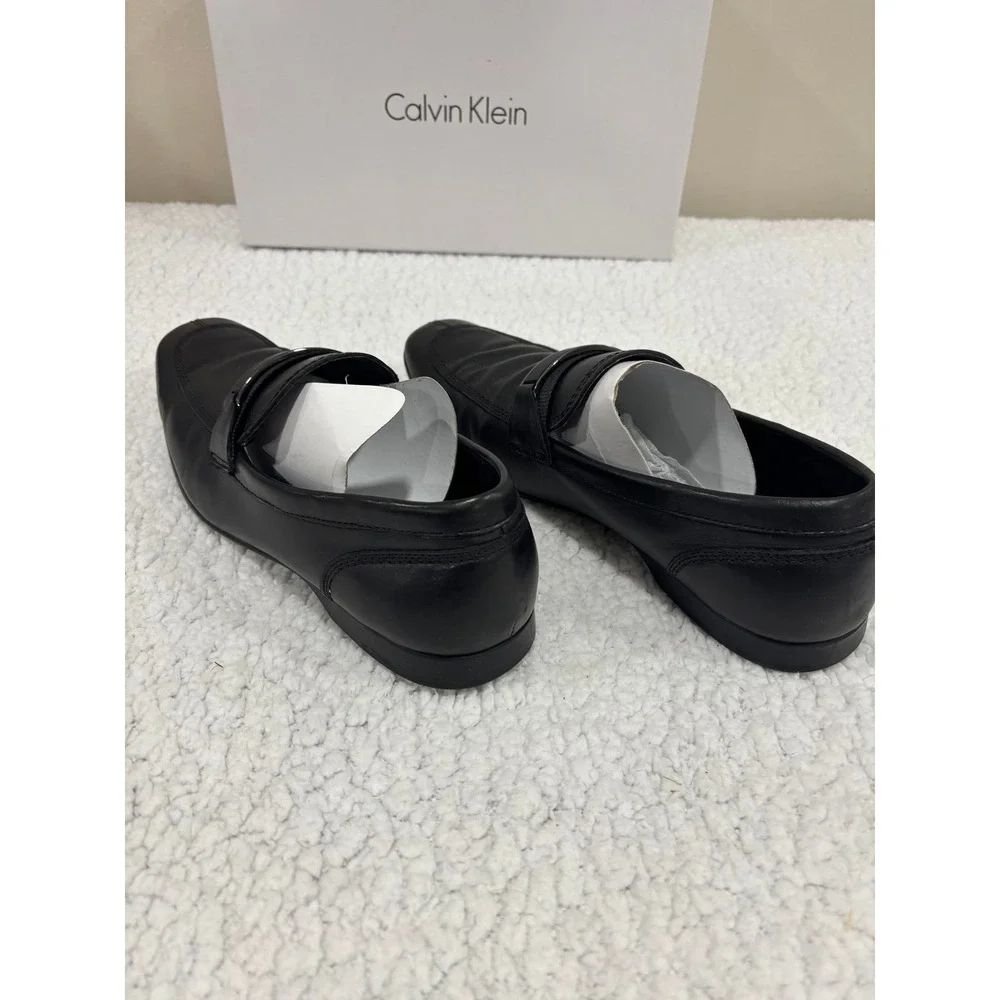 Calvin‎ Klein 10M Black Sean Dress Calf Loafers Mens Casual Preppy Shoes